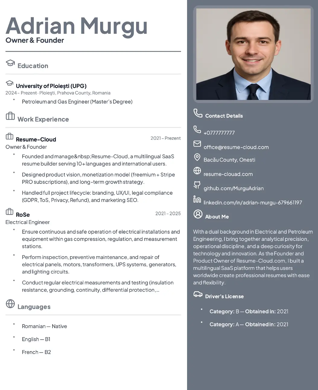 Voorbeeld van modern cv-sjabloon Latin